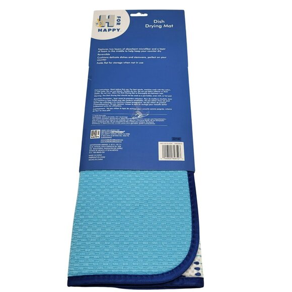 H For Happy Hanukkah Dish Drying Mat 16"x18" Blue & White Absorbent Kitchen - Picture 2 of 10